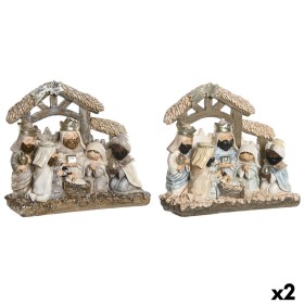 Christmas nativity set DKD Home Decor Blue White Brown Resin 20 x 7 x 17,5 cm (2 Units)