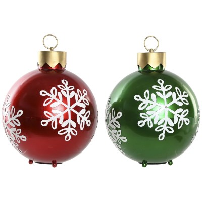 Christmas Baubles Home ESPRIT Red Green Metal LED (2 Units)