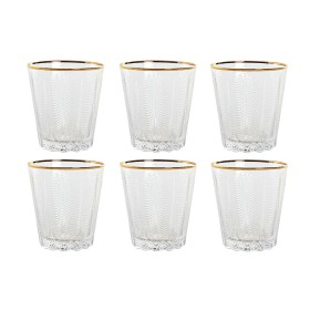 Set of glasses Home ESPRIT Transparent Golden Crystal With relief 350 ml (6 Units)