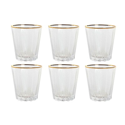 Set de Verres Home ESPRIT Transparent Doré Verre Avec relief 350 ml (6 Unités)