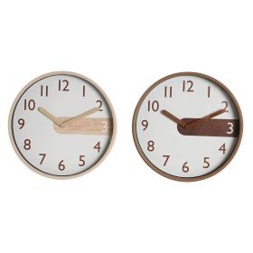 Horloge Murale Home ESPRIT Marron Naturel PVC Bois 30 x 4,7 x 30 cm (2 Unités)