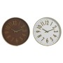 Horloge Murale Home ESPRIT Blanc Marron Doré PVC 45 x 4 x 45 cm (2 Unités)