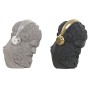Decorative Figure Home ESPRIT Black Grey Golden Silver Headphones 14 x 10 x 17 cm (2 Units)