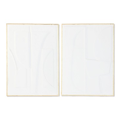 Décoration murale Home ESPRIT Blanc Doré Abstrait 72,7 x 2,5 x 100,5 cm (2 Unités)