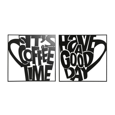 Décoration murale Home ESPRIT Noir Vintage Tasse 44,5 x 1 x 44,5 cm (2 Unités)