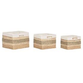 Basket set Home ESPRIT Natural Seagrass Tropical 40 x 33 x 28 cm 3 Pieces