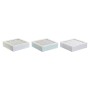 Boîte pour infusions DKD Home Decor Bleu Blanc Vert Lila Métal Verre Bois MDF (3 Unités)