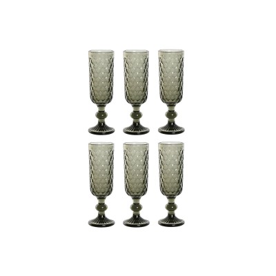 Set de Verres Home ESPRIT Gris Verre 150 ml (6 Unités)