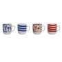 Mug Home ESPRIT Blue Red Porcelain Boho 380 ml (4 Units)
