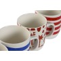 Tasse mug Home ESPRIT Bleu Rouge Porcelaine Boho 380 ml (4 Unités)