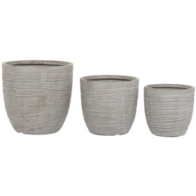 Set de pots de fleurs Home ESPRIT Beige Fibre de Verre Magnésium 45 x 45 x 43 cm (3 Unités)