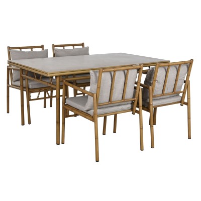Meubles de jardin Home ESPRIT Beige 160 x 90 x 75 cm 83 cm (5 Pièces)