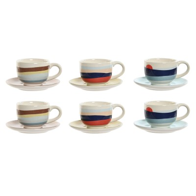 Piece Coffee Cup Set Home ESPRIT Yellow Blue Green Lilac Metal Dolomite 180 ml