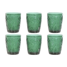 Set of glasses Home ESPRIT Green Crystal With relief 300 ml