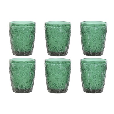 Set of glasses Home ESPRIT Green Crystal With relief 300 ml