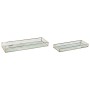 Set of trays Home ESPRIT White Golden Metal Crystal 42 x 15 x 4 cm (2 Units)