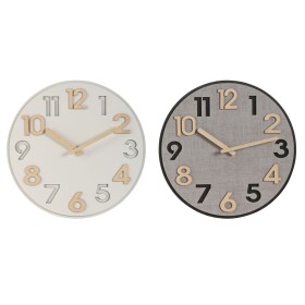 Horloge Murale Home ESPRIT Gris Naturel Bois MDF 30 x 5 x 30 cm (2 Unités)