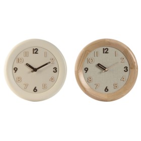 Horloge Murale Home ESPRIT Beige Naturel Bois 30 x 5 x 30 cm (2 Unités)