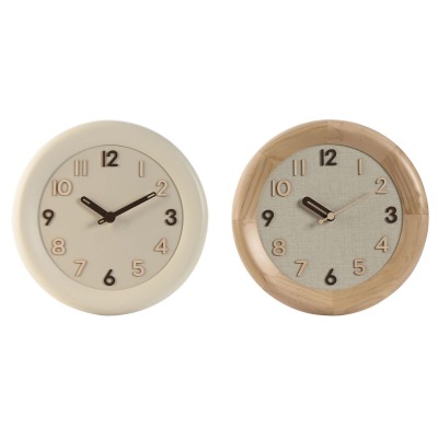 Wall Clock Home ESPRIT Beige Natural Wood 30 x 5 x 30 cm (2 Units)