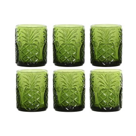 Set of glasses Home ESPRIT Green Crystal With relief 300 ml (6 Units)