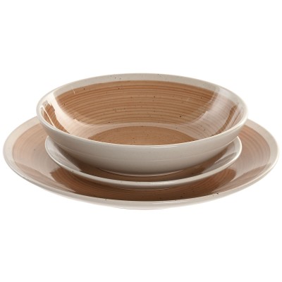 Tableware Home ESPRIT White Orange Stoneware 18 Pieces