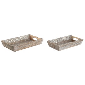 Set of trays Home ESPRIT White Natural Mango wood 40,5 x 25,5 x 6,5 cm (2 Units)
