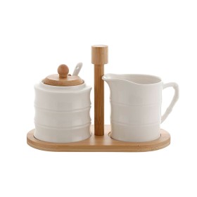Sugar Bowl Home ESPRIT White Bamboo Porcelain 19,5 x 9 x 17 cm 2 Pieces
