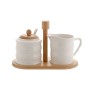 Sucrier Home ESPRIT Blanc Bambou Porcelaine 19,5 x 9 x 17 cm 2 Pièces