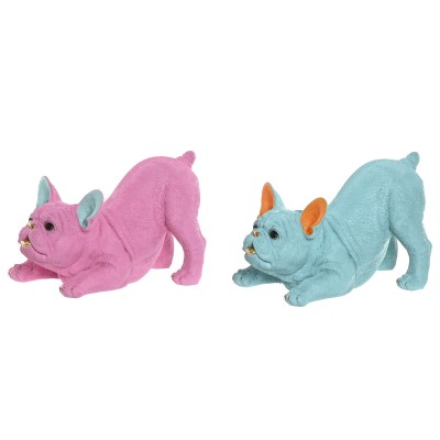 Decorative Figure Home ESPRIT Blue Fuchsia Dog 34,5 X 20 X 22 CM (2 Units)