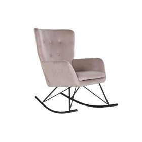 Fauteuil à Bascule Home ESPRIT Noir Rose Polyester Métal 68 x 90 x 92 cm
