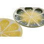 Flat Plate Home ESPRIT Yellow Green Stoneware Lemon 22,5 x 22,5 x 2,5 cm (2 Units)