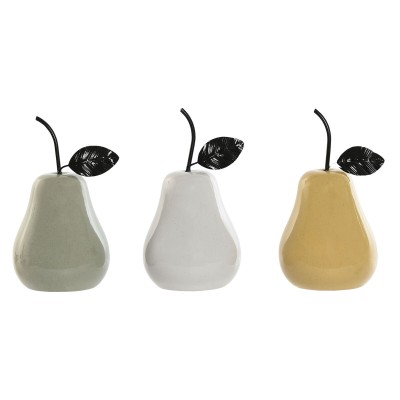 Decorative Figure Home ESPRIT White Green Mustard Modern Pear 11 x 11 x 19 cm (3 Units)