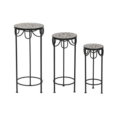 Set of 3 tables Home ESPRIT Black 30 x 30 x 69 cm (3 Pieces)
