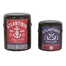 Set of decorative boxes Home ESPRIT Brown Multicolour Polyurethane Metal Vintage