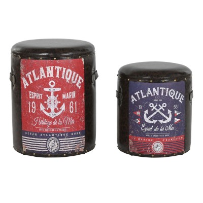 Set of decorative boxes Home ESPRIT Brown Multicolour Polyurethane Metal Vintage