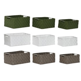 Basket set Home ESPRIT Green Grey Cream Metal polypropylene 38 x 28 x 17 cm 3 Pieces (3 Units)