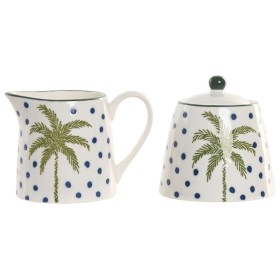 Milk jug and sugar bowl Home ESPRIT Blue Green Porcelain 11 X 7,6 X 7,8 CM 2 Pieces