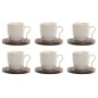 Piece Coffee Cup Set Home ESPRIT White Dark brown Bamboo Porcelain 90 ml 6 Pieces