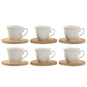 Piece Coffee Cup Set Home ESPRIT White Bamboo Porcelain 90 ml