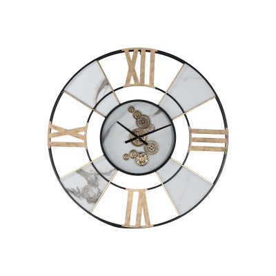 Horloge Murale Home ESPRIT Blanc Noir Doré Métal 142 X 9 X 142 cm