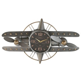 Horloge Murale Home ESPRIT Doré Argenté Métal Avion Vintage 77,5 x 15 x 46 cm