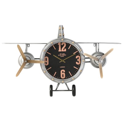 Horloge Murale Home ESPRIT Doré Argenté Métal Avion Vintage 87 x 17 x 52,5 cm