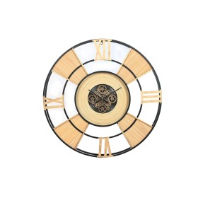 Horloge Murale Home ESPRIT Noir Naturel Métal Rotin 100 x 9 x 100 cm