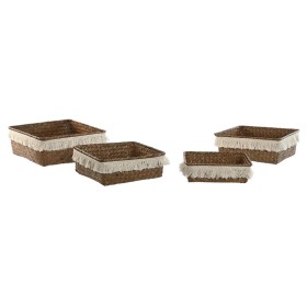 Basket set Home ESPRIT Natural Fibre Boho Worn 26 x 26 x 10 cm