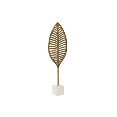 Decorative Figure Home ESPRIT White Golden Leaf of a plant 19 x 7,5 x 62 cm