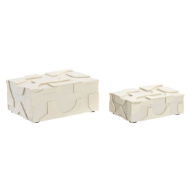 Jewelry box Home ESPRIT White Resin Bone 18 x 13 x 7,5 cm (2 Pieces)