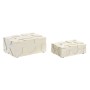 Boîte à bijoux Home ESPRIT Blanc Résine Os 18 x 13 x 7,5 cm (2 Pièces)