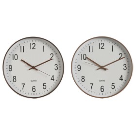 Horloge Murale Home ESPRIT Blanc Marron Naturel PVC 30 x 4 x 30 cm (2 Unités)