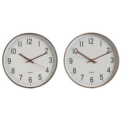 Wall Clock Home ESPRIT White Brown Natural PVC 30 x 4 x 30 cm (2 Units)