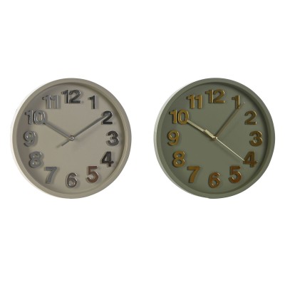 Wall Clock Home ESPRIT Green Grey PVC Urban 30 x 4 x 30 cm (2 Units)